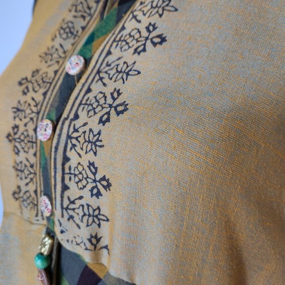 Dry Clean Only Lagenlook Mandarin Layered Maxi Dress Sleeveless Multicolor - Picture 3 of 9